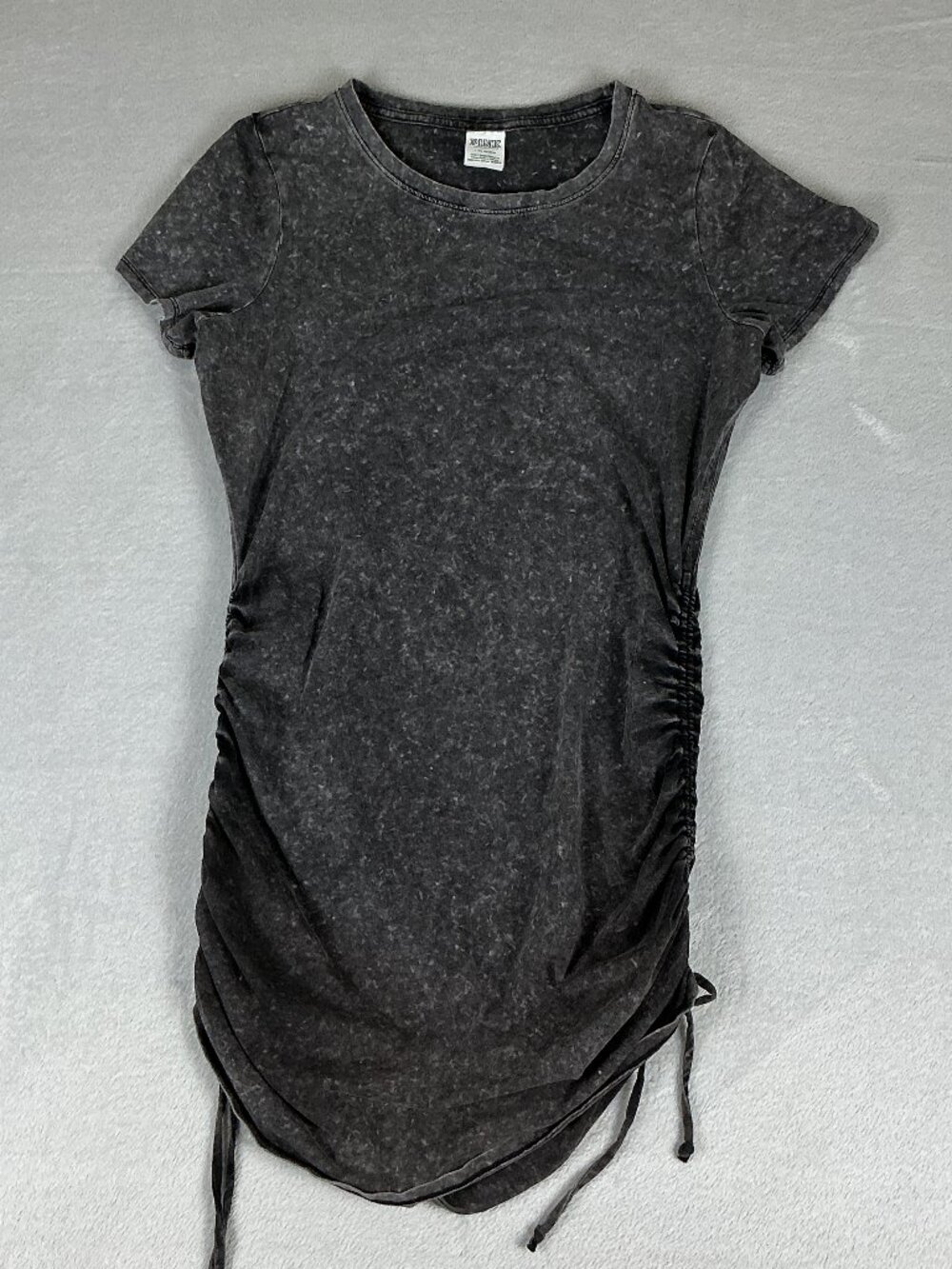 Pink Victoria's Secret Dress Women Size L Black/Gray Acid Wash Ruched Sides tee.
